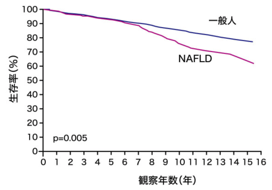 NAFLDの生存率と観察年数